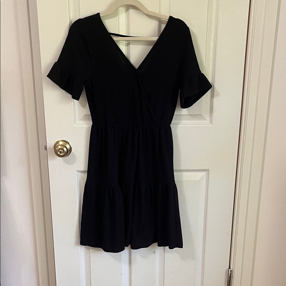 Elegant Black V-Neck Dress